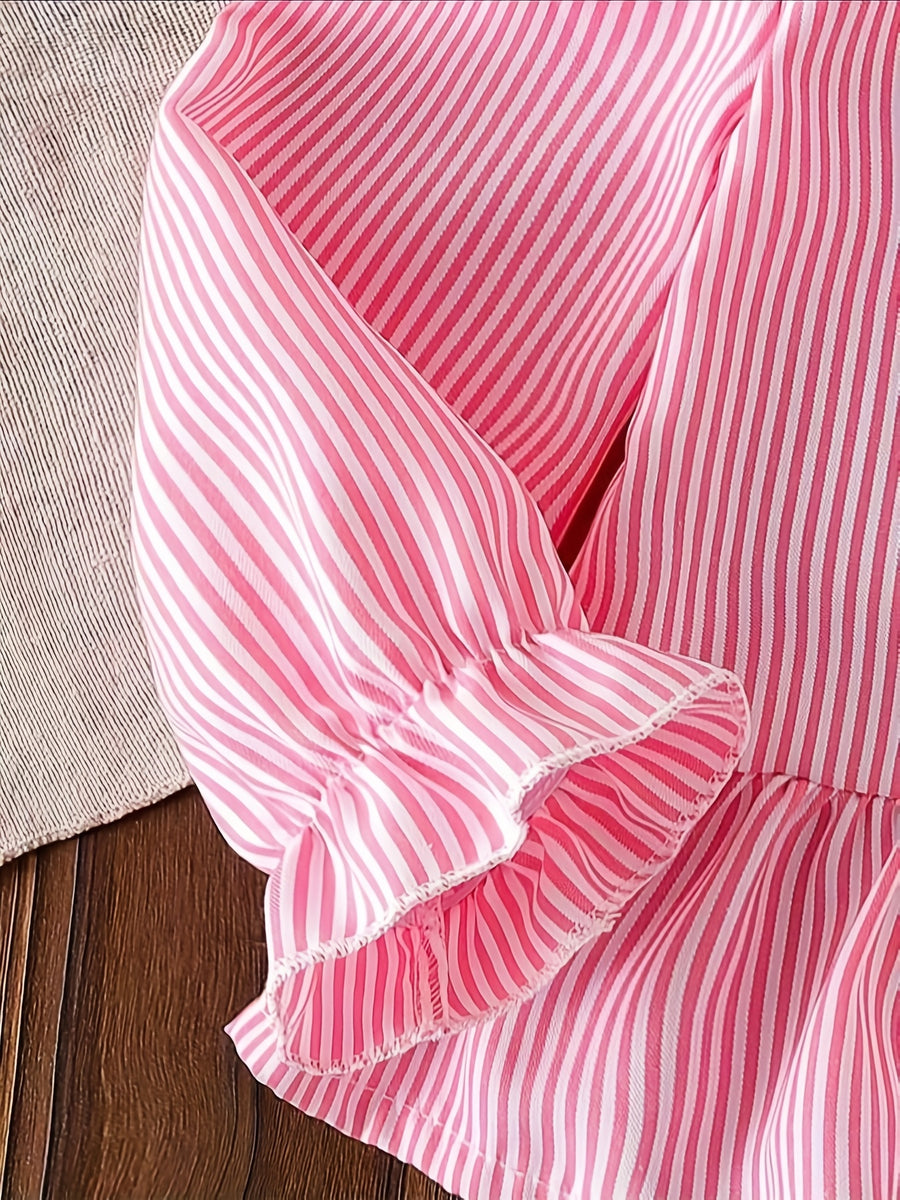 Ensemble haut à manches bouffantes rayé et pantalon large pour bébé — Monptitlou