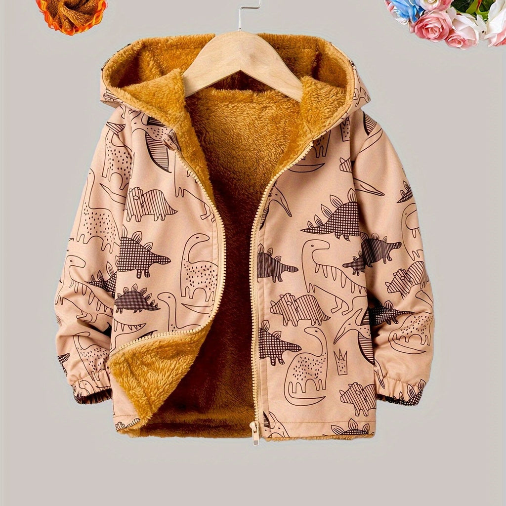 [Vêtements automne hiver] Veste à capuche en polaire teddy imprimée — Monptitlou