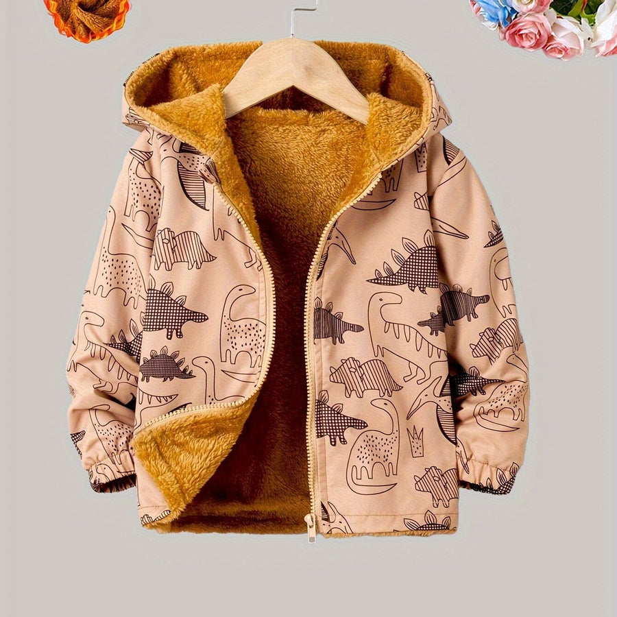 [Vêtements automne hiver] Veste à capuche en polaire teddy imprimée — Monptitlou