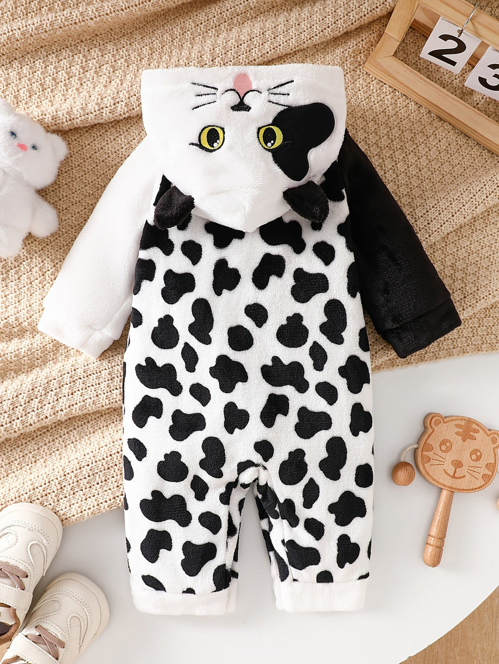 Combinaison à capuche manches longues flanelle hiver bébé unisexe — Monptitlou
