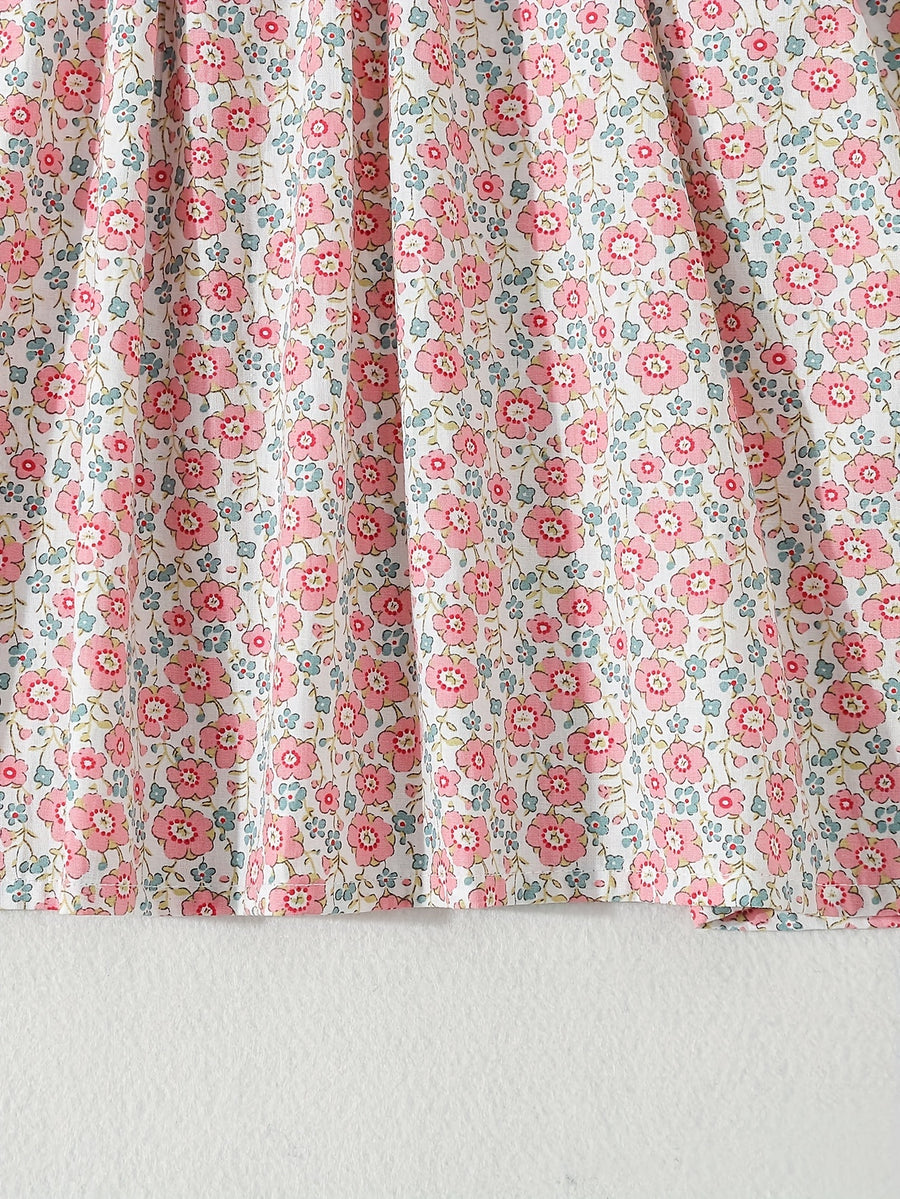 Chemise fille à manches longues - motif imprimé - taille smocked — Monptitlou