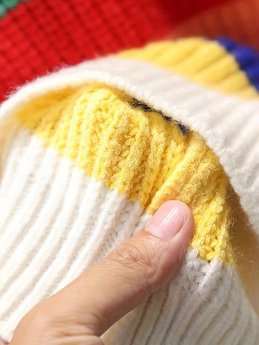 Pull rayé pour enfants, pull arc-en-ciel à col rond — Monptitlou