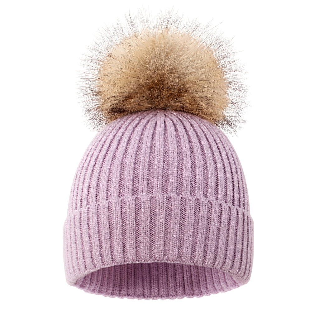 1 bonnet en tricot rayé à pompon pour enfant, automne/hiver — Monptitlou