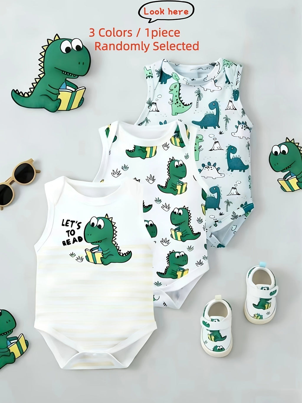 Aléatoire 1pc Bébé Garçon Dinosaure Haut Neutre Body — Monptitlou