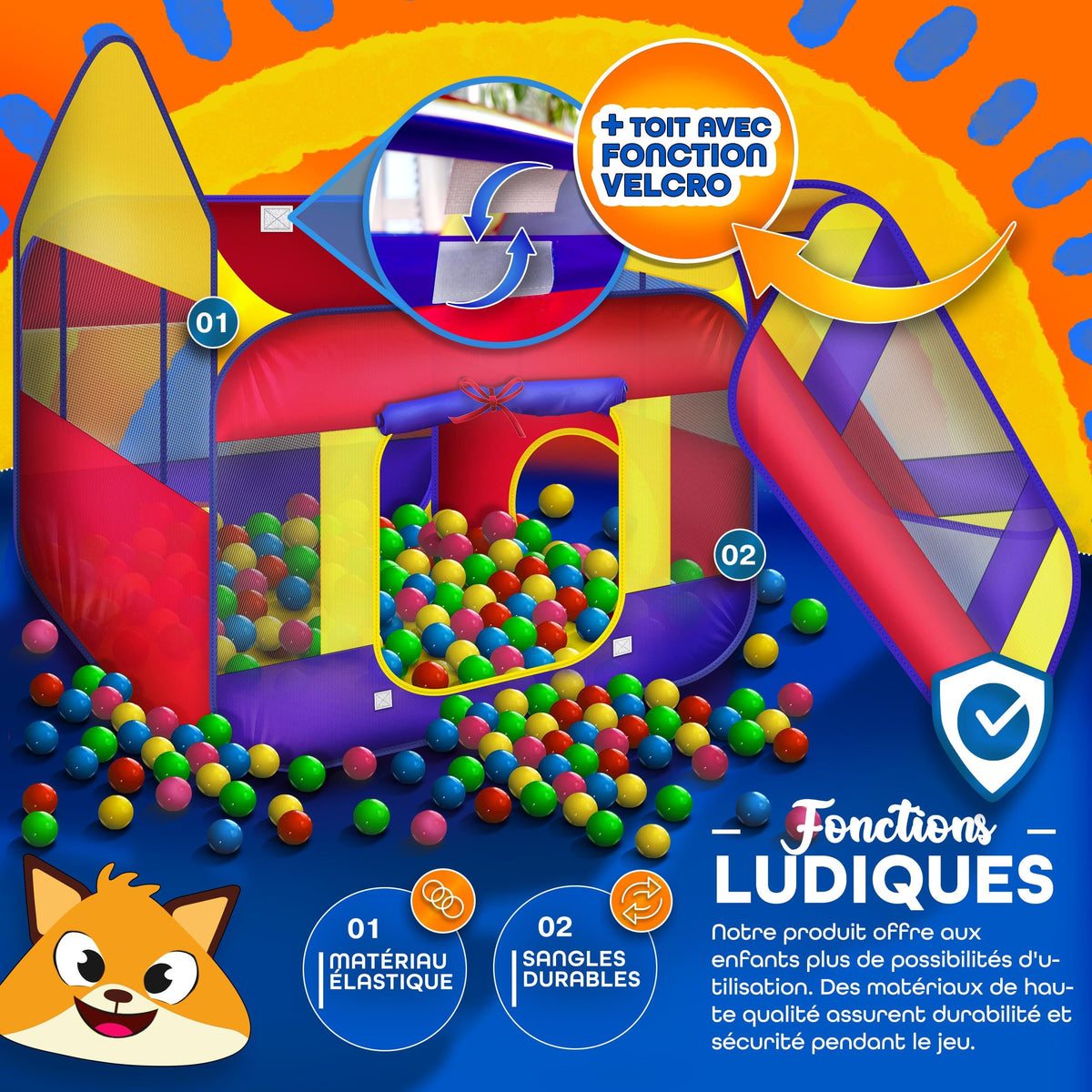 KIDUKU® Piscine à balles XXL + 300 balles + sac — Monptitlou Image
