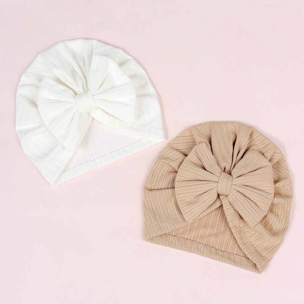 2/3/8pcs Chapeau à nœud en tissu rayé de couleur unie, super élastique — Monptitlou