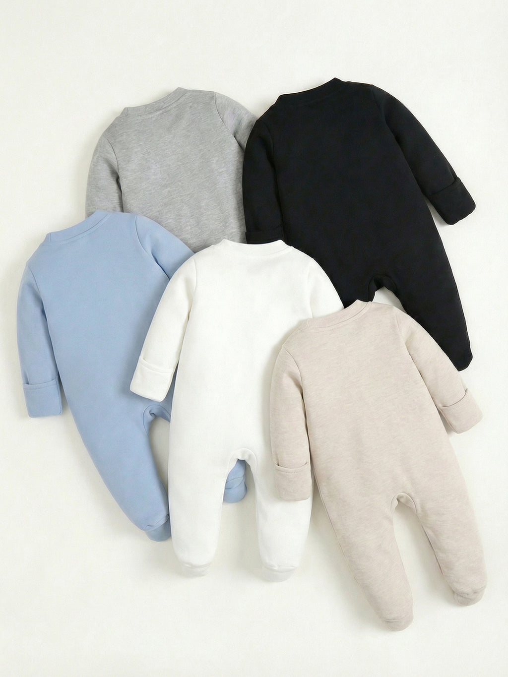 (Aléatoire 1pc) Barboteuse Bébé Double Fermeture Éclair Manches Longues — Monptitlou