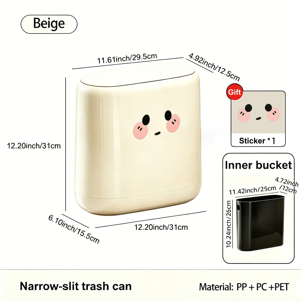 Poubelle Slim Mignonne avec Couvercle, Type Pression — Monptitlou