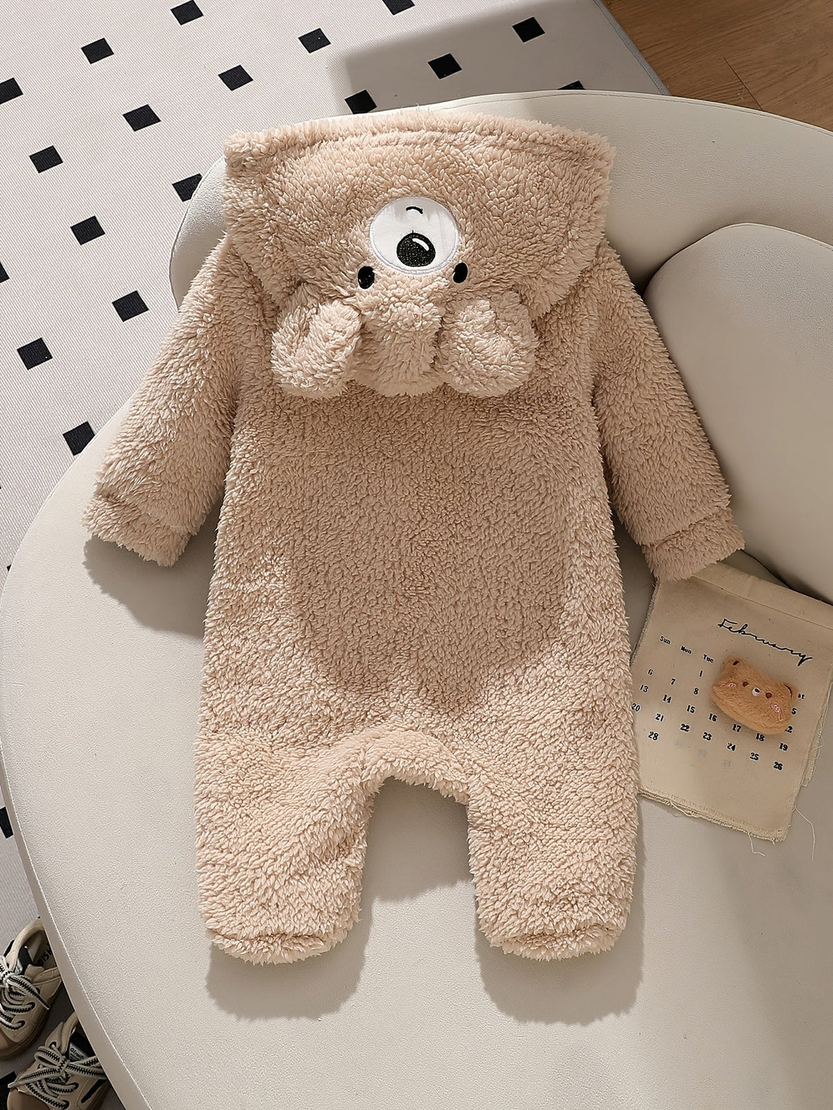 Combinaison zippée à capuche Ourson Cartoon Polyvalente Bébé Garçon — Monptitlou Image