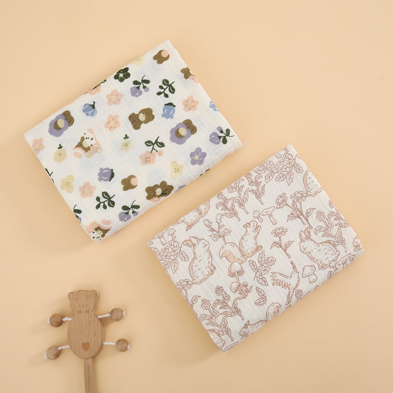 Lot de 2 langes bébé en double gaze de coton — Monptitlou