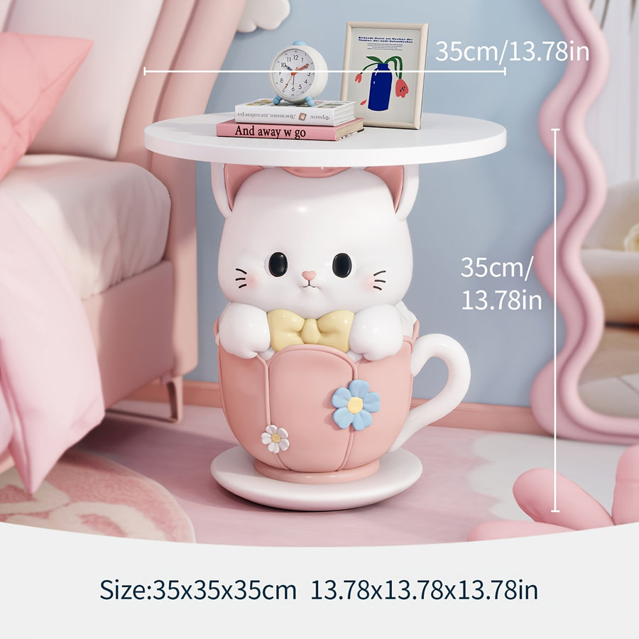 Table d'appoint en résine forme tasse à thé motif chaton mignon dessin — Monptitlou