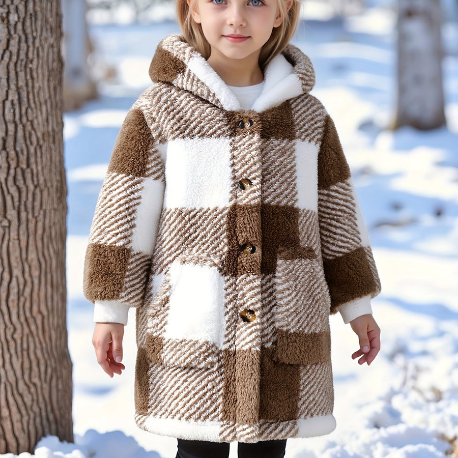 Veste longue à capuche pour fille, à la mode — Monptitlou