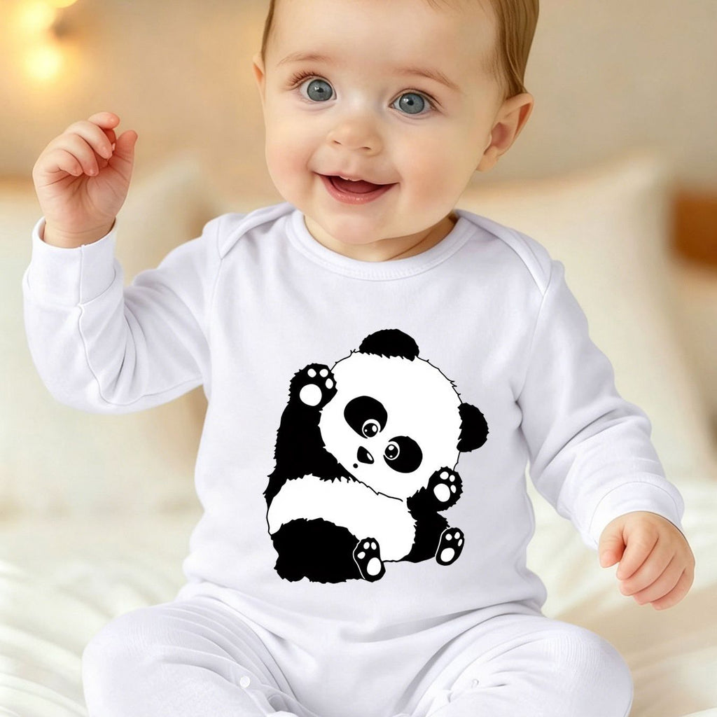 Barboteuse à pieds pour nouveau-né avec imprimé dessin animé "Panda — Monptitlou