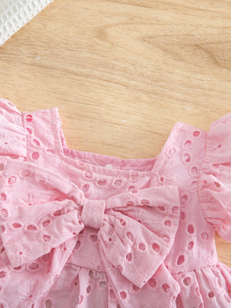 Ensemble été pour bébé fille : haut décontracté et mignon avec nœud — Monptitlou