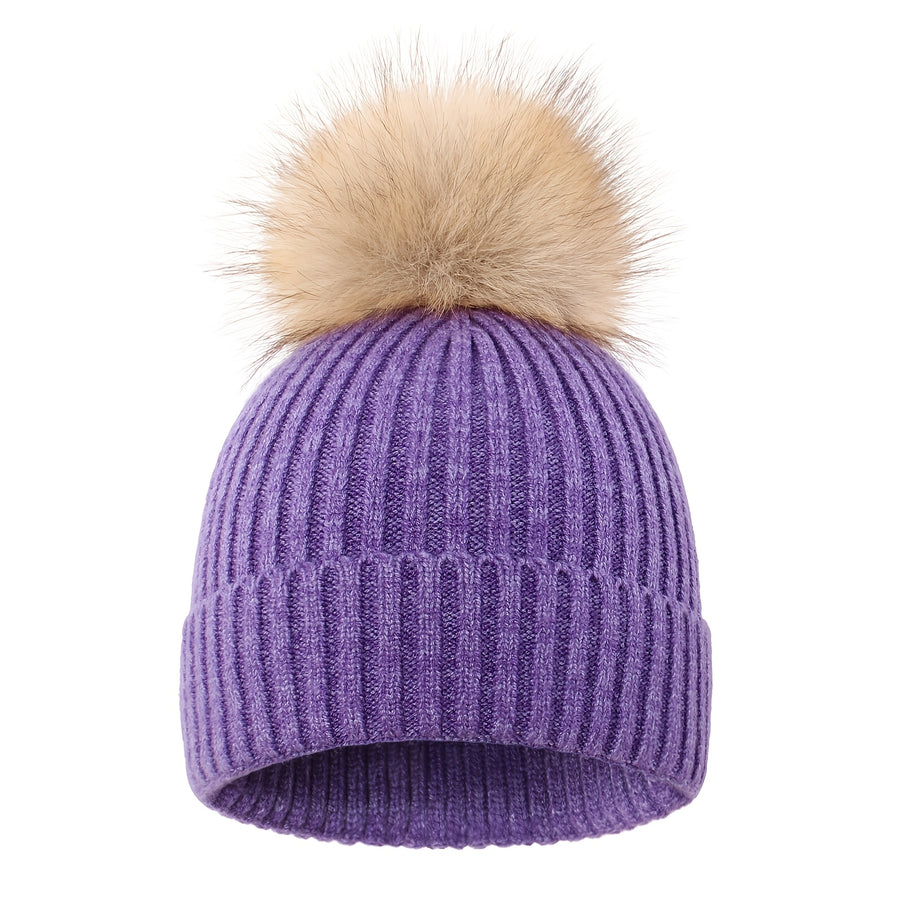1 bonnet en tricot rayé à pompon pour enfant, automne/hiver — Monptitlou