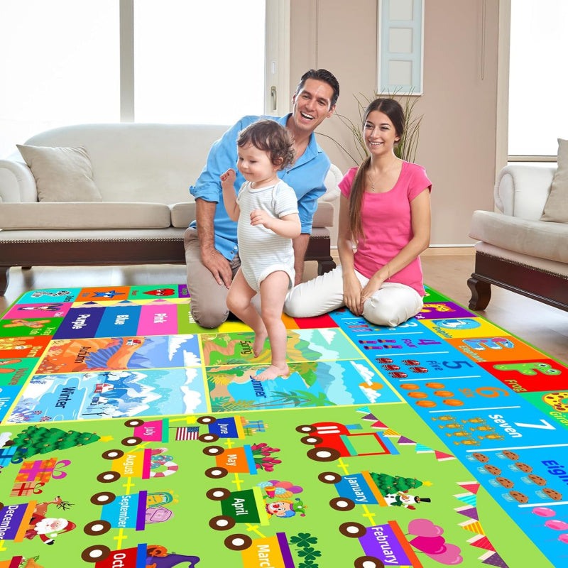 950G/M2 Tapis d'éveil en velours antidérapant et lavable avec motif ABC — Monptitlou