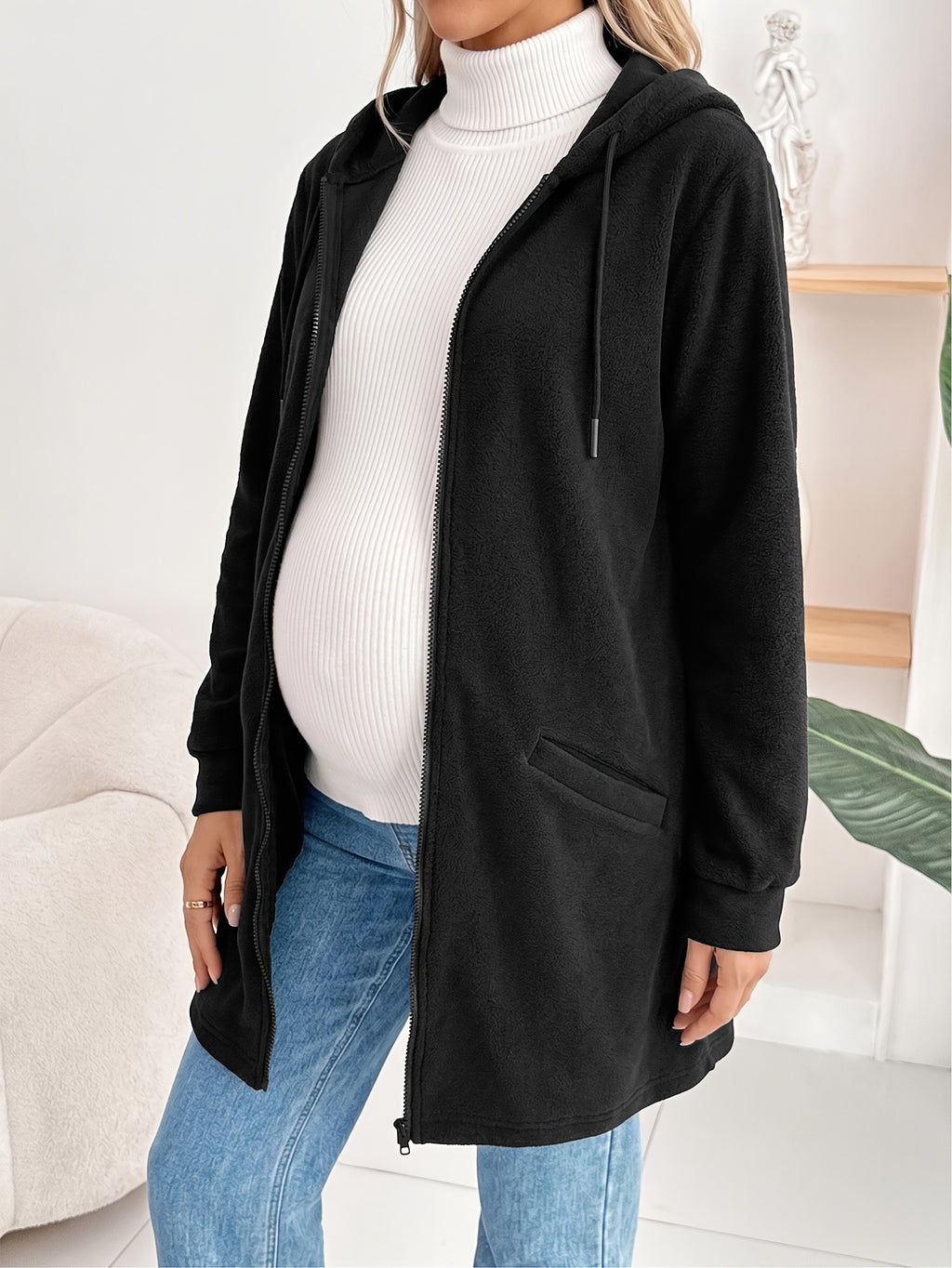 Maternité Hiver Couleur Unie Porte-Bébé Multifonctionnel Manteau Chaud — Monptitlou