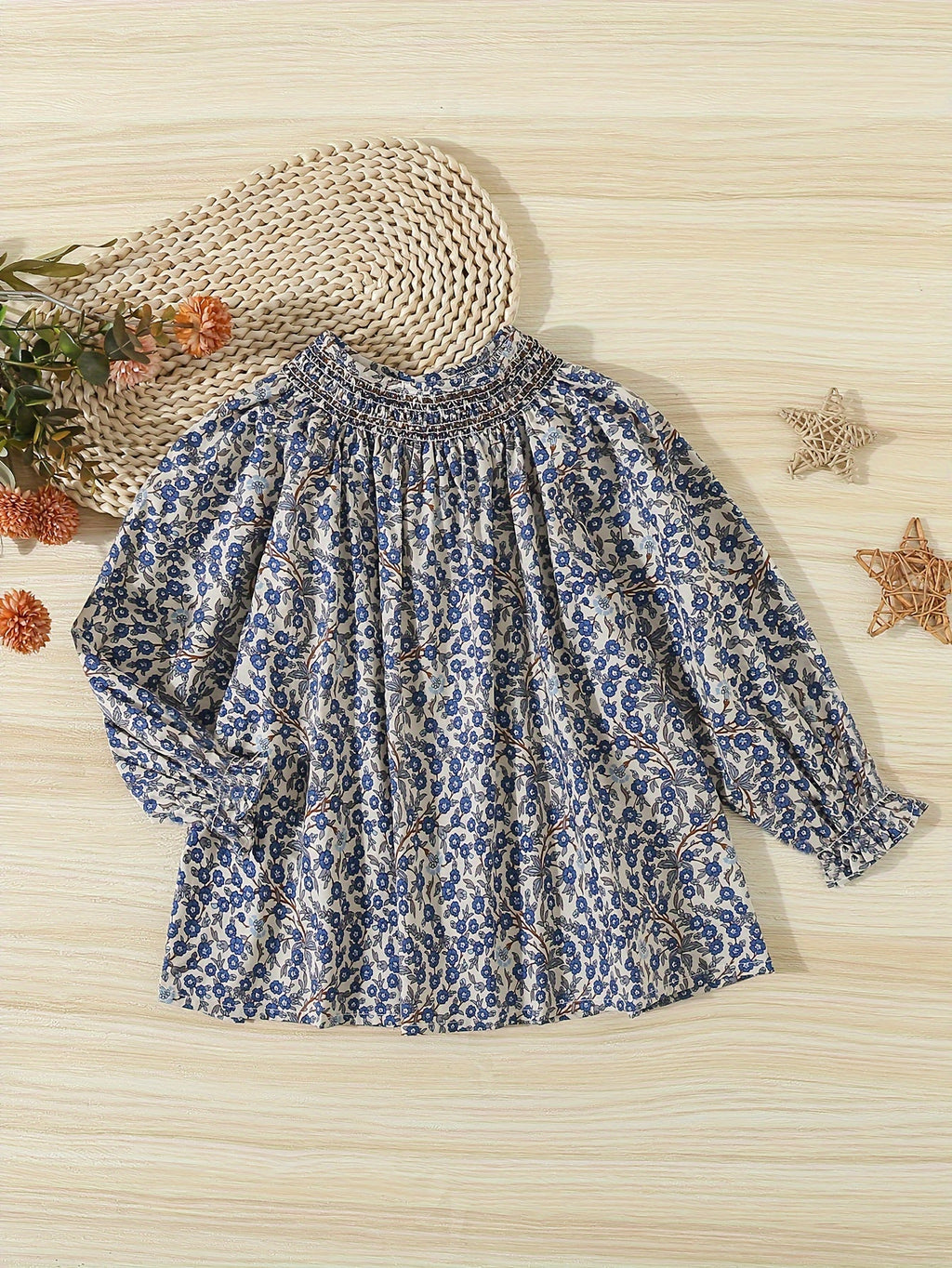 Chemise fille à manches longues - motif imprimé - taille smocked, photo 14