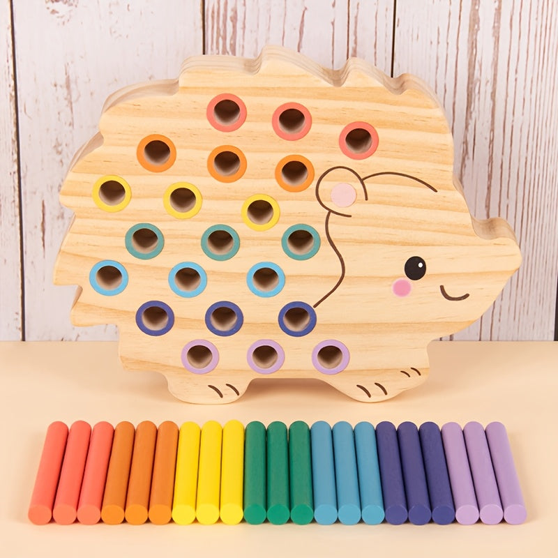 Jouet hérisson en bois multicolore pour enfants — Monptitlou