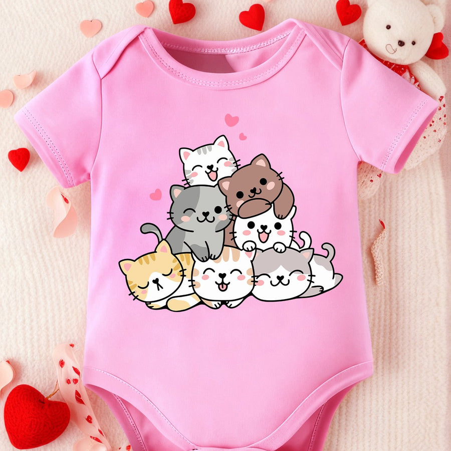 Combinaison à Manches Courtes Mignonne pour Nouveau-né Fille "Amis — Monptitlou