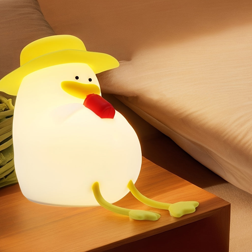 Lampe de chevet en silicone mignon canard avec lumière douce changeante — Monptitlou