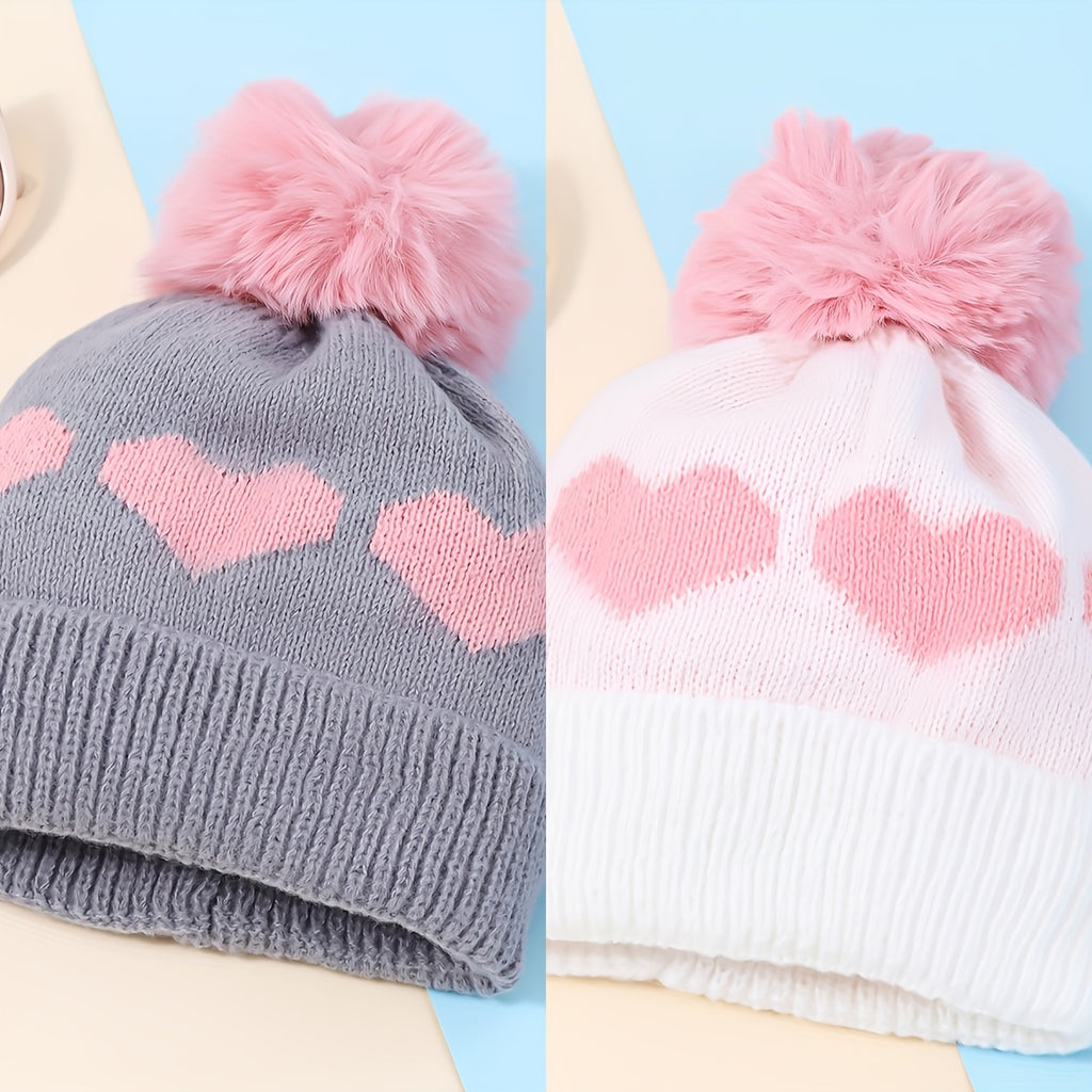 Bonnet d'hiver pour bébé, tricot jacquard épais double épaisseur avec — Monptitlou
