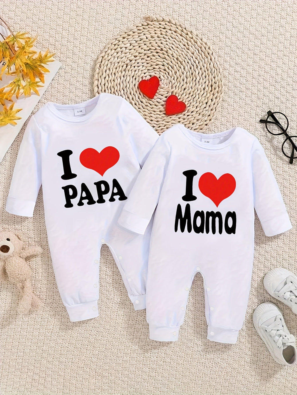 Grenouillère Bébé Garçon "J'AIME PAPA & J'AIME MAMA" — Monptitlou