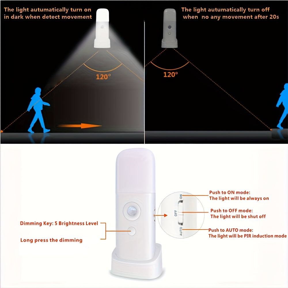 Lampe de nuit à détection de mouvement LED, 1 pc, USB rechargeable — Monptitlou