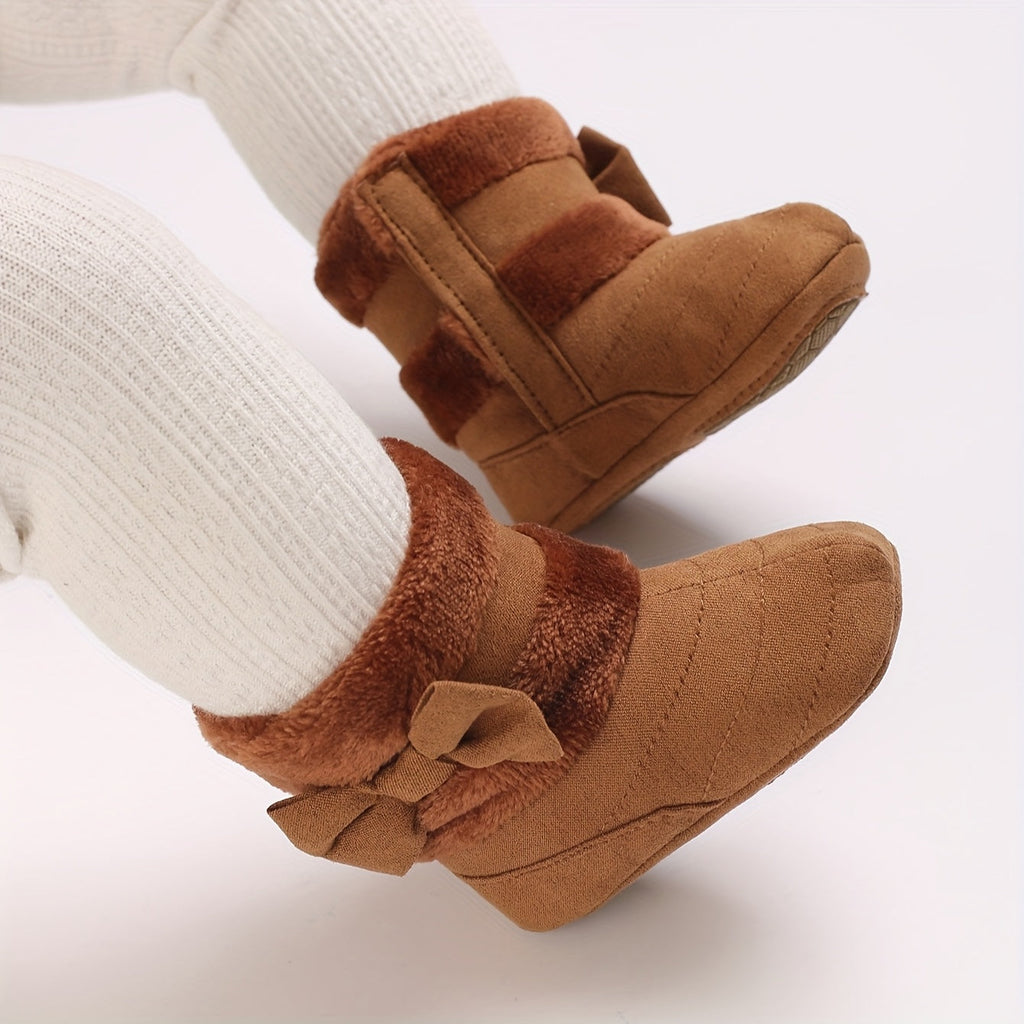 Bottes bébé chaudes hiver polyvalentes mode, avec nœud, 0-1 an — Monptitlou