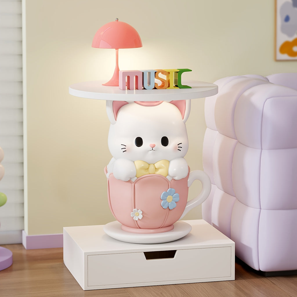Table d'appoint en résine forme tasse à thé motif chaton mignon dessin — Monptitlou