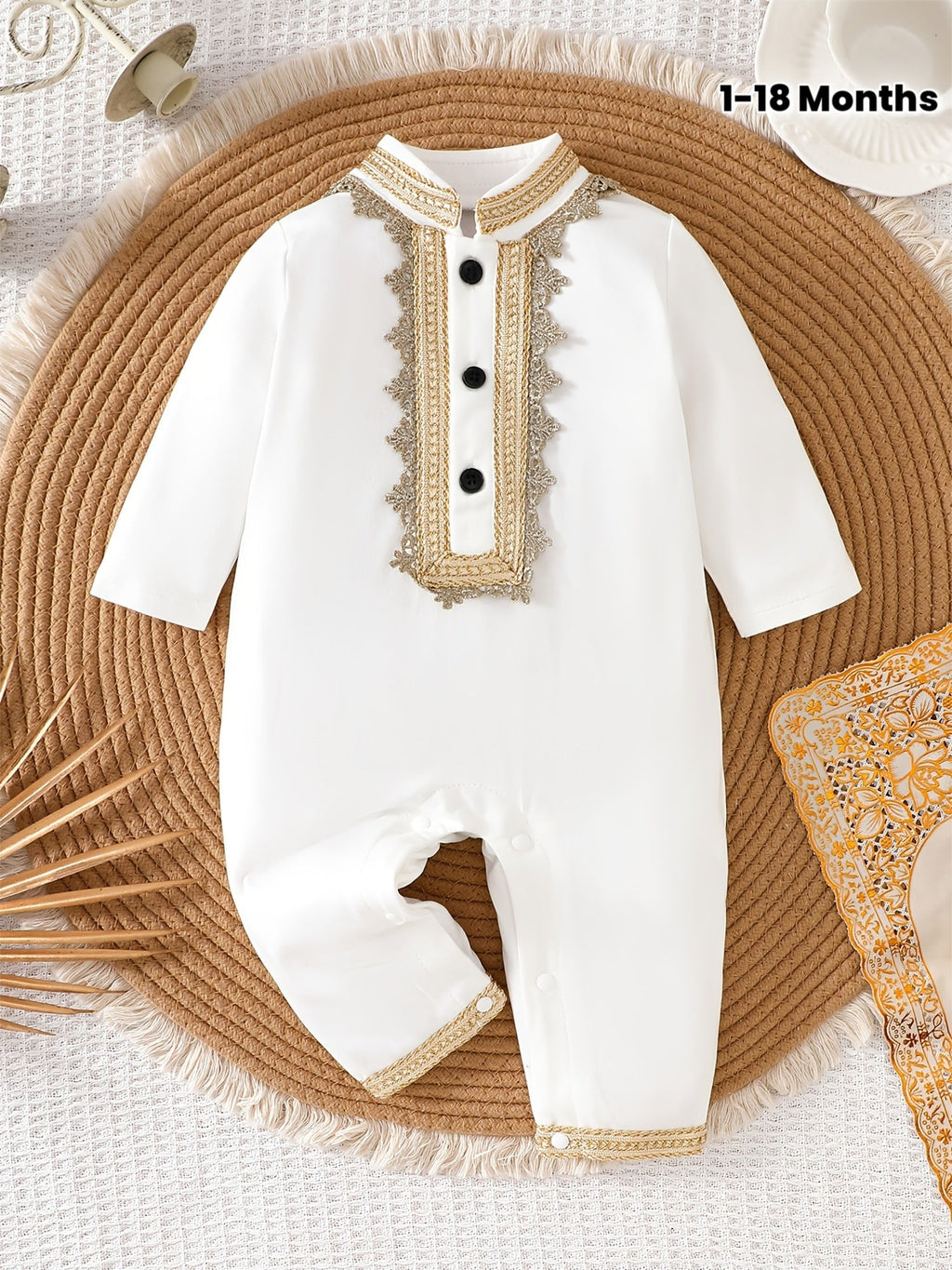 Bébé Garçon Printemps Automne Moyen-Orient Platine Dentelle Style — Monptitlou