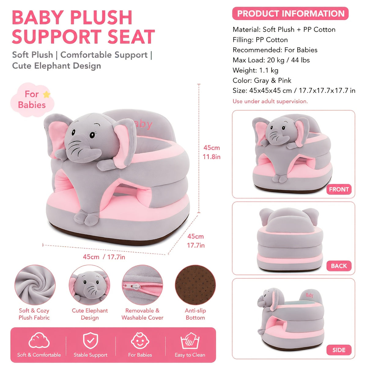Siège d'apprentissage pour bébé en forme d'éléphant – Support de siège — Monptitlou Image