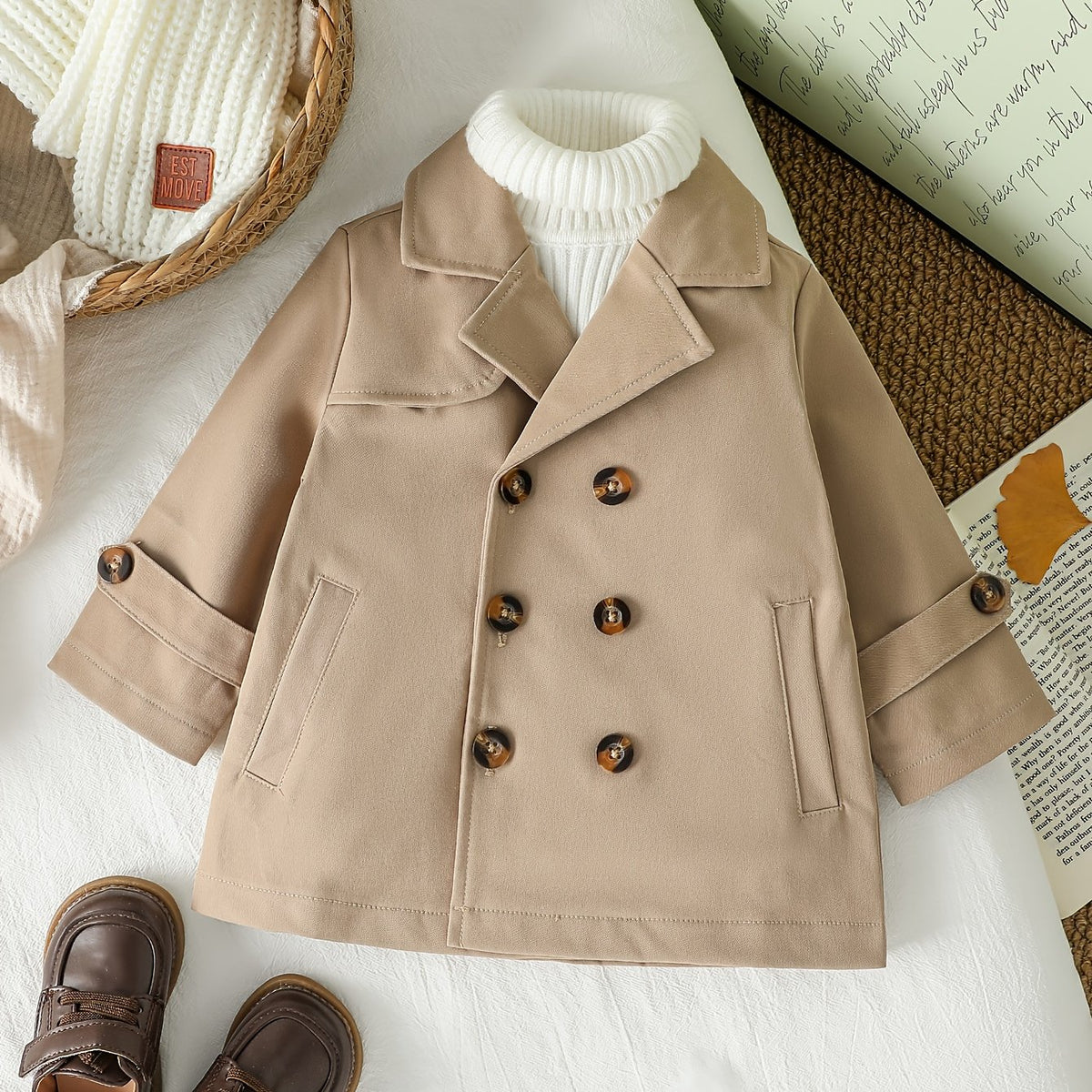 Veste décontractée à col en lapel unie style britannique pour garçons — Monptitlou Image