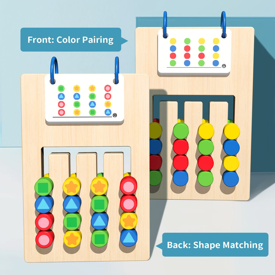 Jeu de cartes puzzle en bois double face à quatre couleurs pour le — Monptitlou