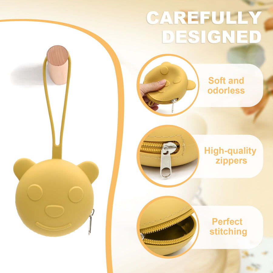 Boîte de rangement pour tétine bébé, sac de voyage portable ours — Monptitlou