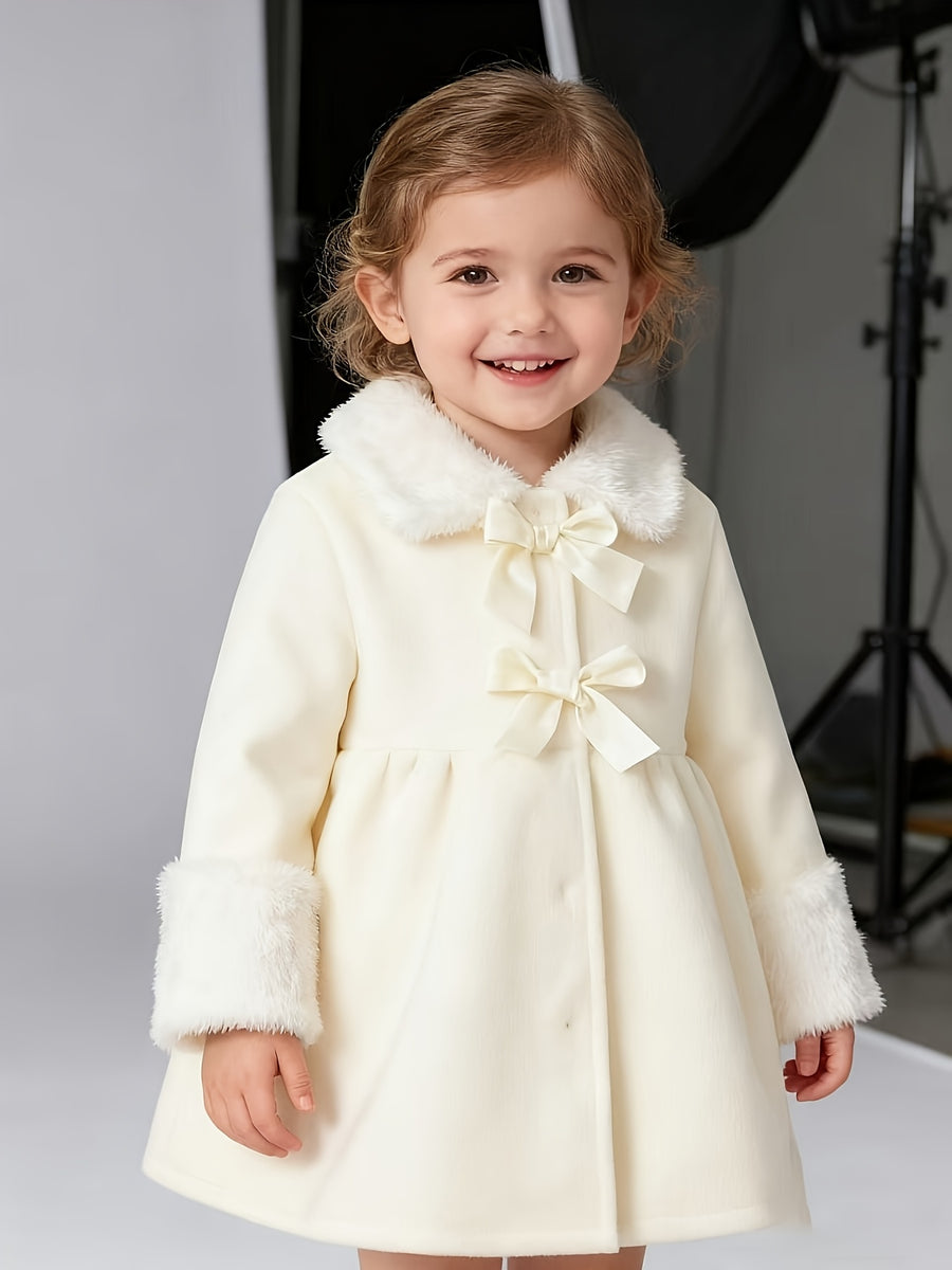 Cardigan ouvert beige polaire pour filles automne/hiver — Monptitlou