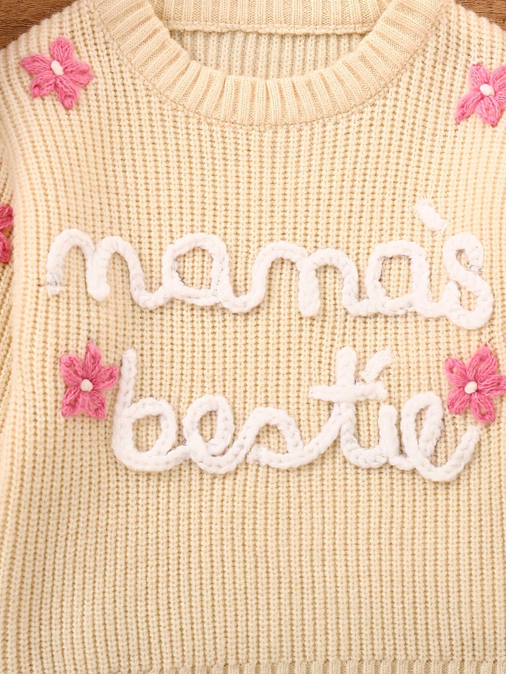 Pull à manches longues brodé à la main pour bébés filles avec lettres — Monptitlou