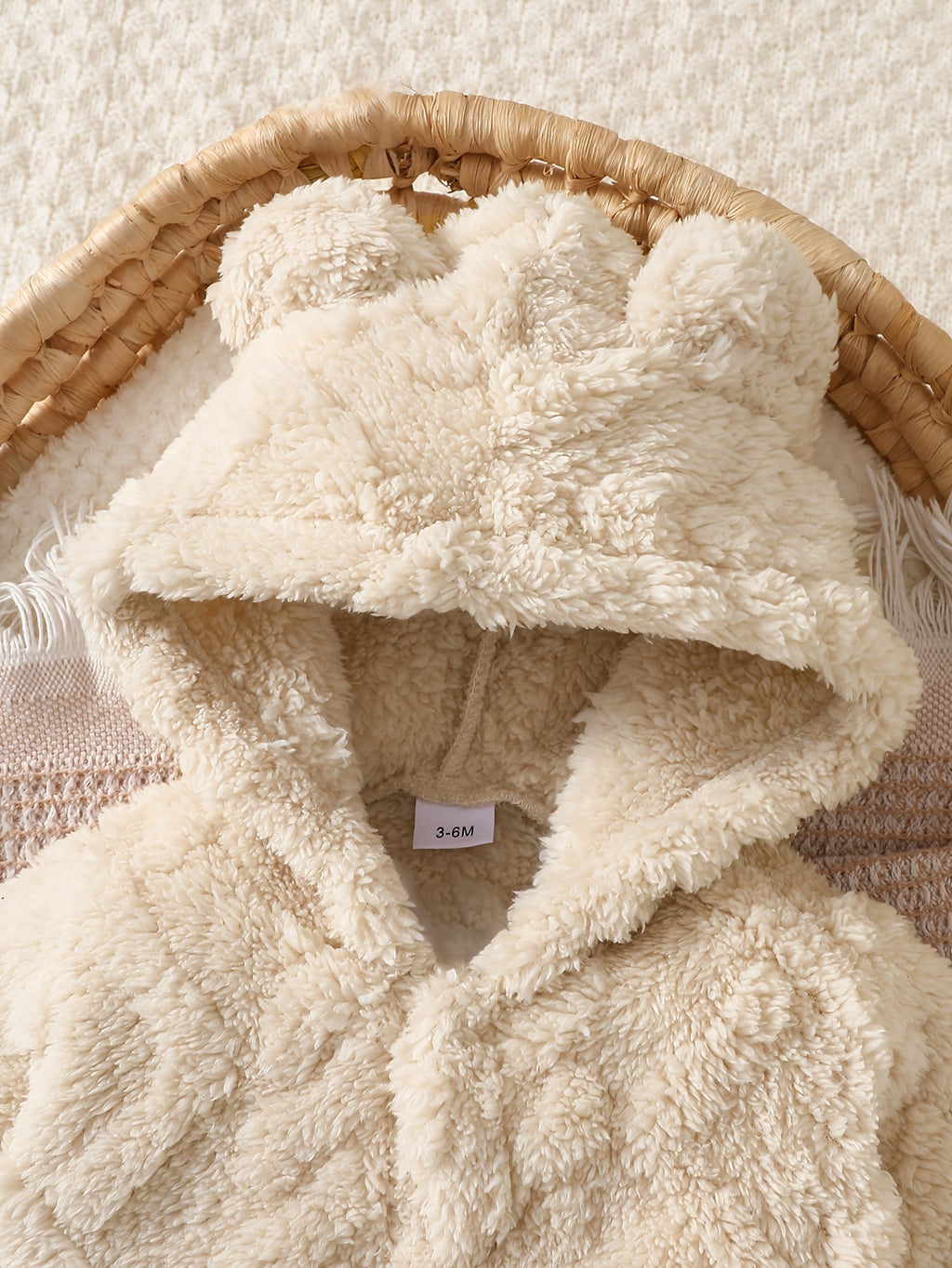 Grenouillère à pieds et à capuche ours en peluche kaki mignonne pour — Monptitlou