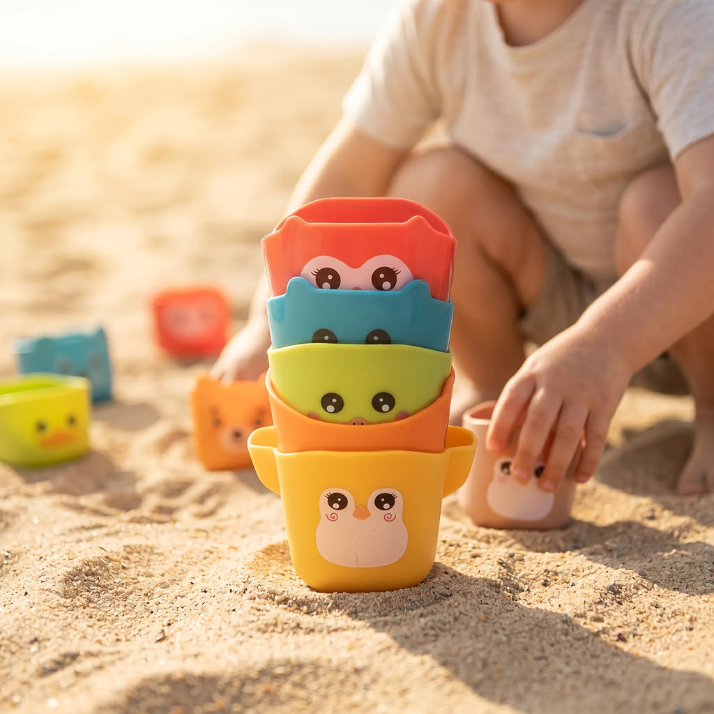 Gobelets de rangement colorés avec dessins animés et ventouses pour — Monptitlou