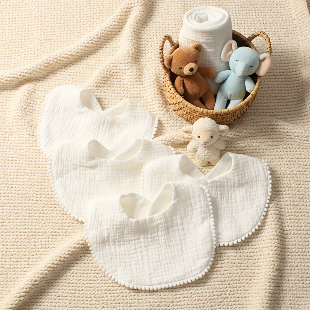 Bavoirs à pression pour bébé, blancs, mignons, doux — Monptitlou Image