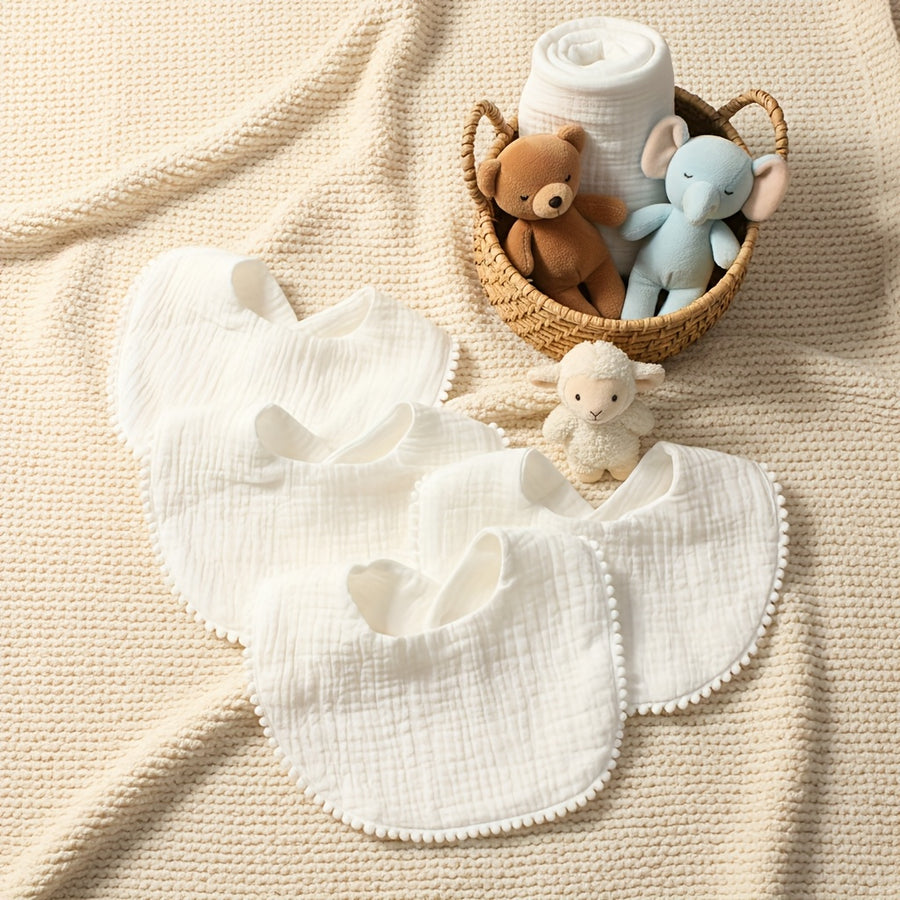 Bavoirs à pression pour bébé, blancs, mignons, doux — Monptitlou