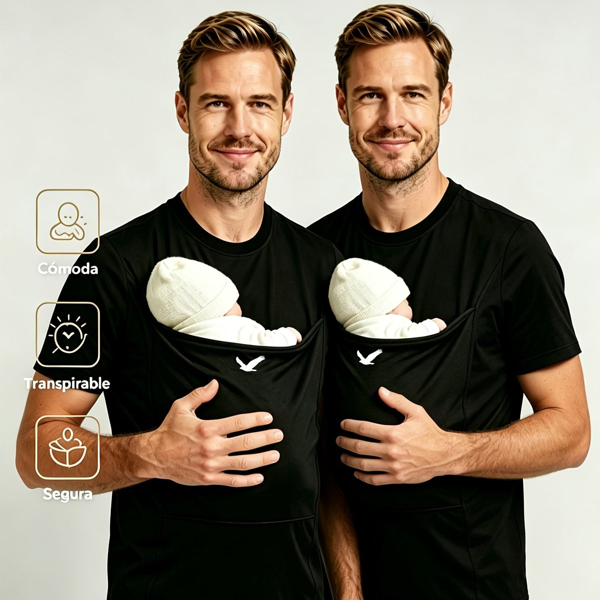 Nouveau ensemble 2 pièces pour homme avec poche de kangourou pour bébé — Monptitlou Image