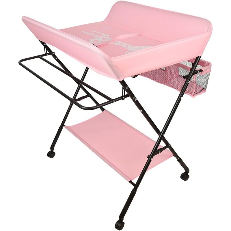 Table d'artisanat pliable à hauteur réglable avec étagères et roulettes — Monptitlou