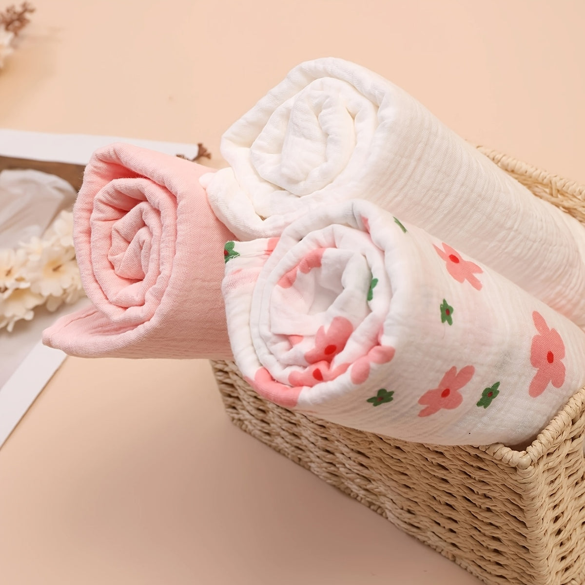Lot de 3 langes bébé en mousseline respirante — Monptitlou Image