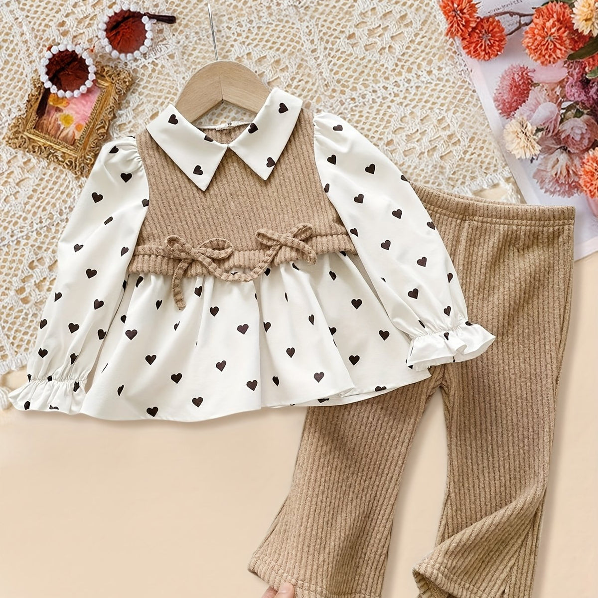 Ensemble 2 pièces pantalon long pour bébé fille printemps/automne — Monptitlou Image
