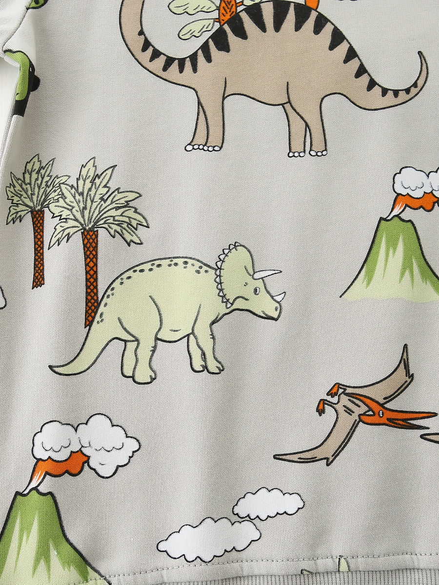 Ensemble mode garçon print dinosaure cartoon tendance printemps/automne — Monptitlou