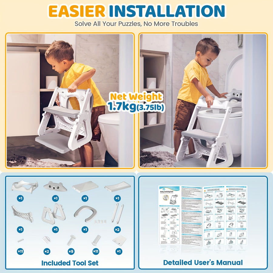 Siège de toilette double usage avec marchepied conçu pour les — Monptitlou