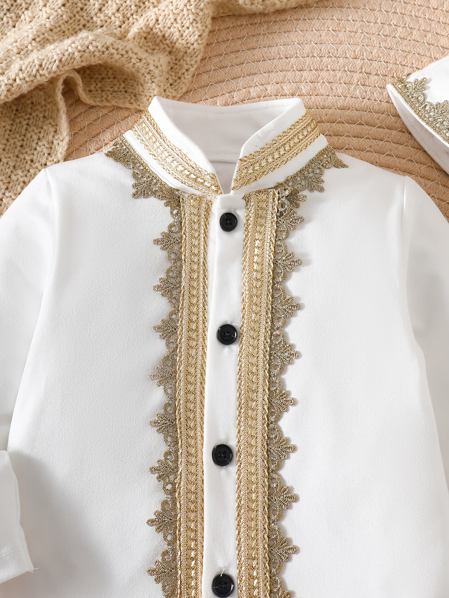 Ensemble traditionnel formel blanc pour bébé garçon moyen-oriental avec — Monptitlou