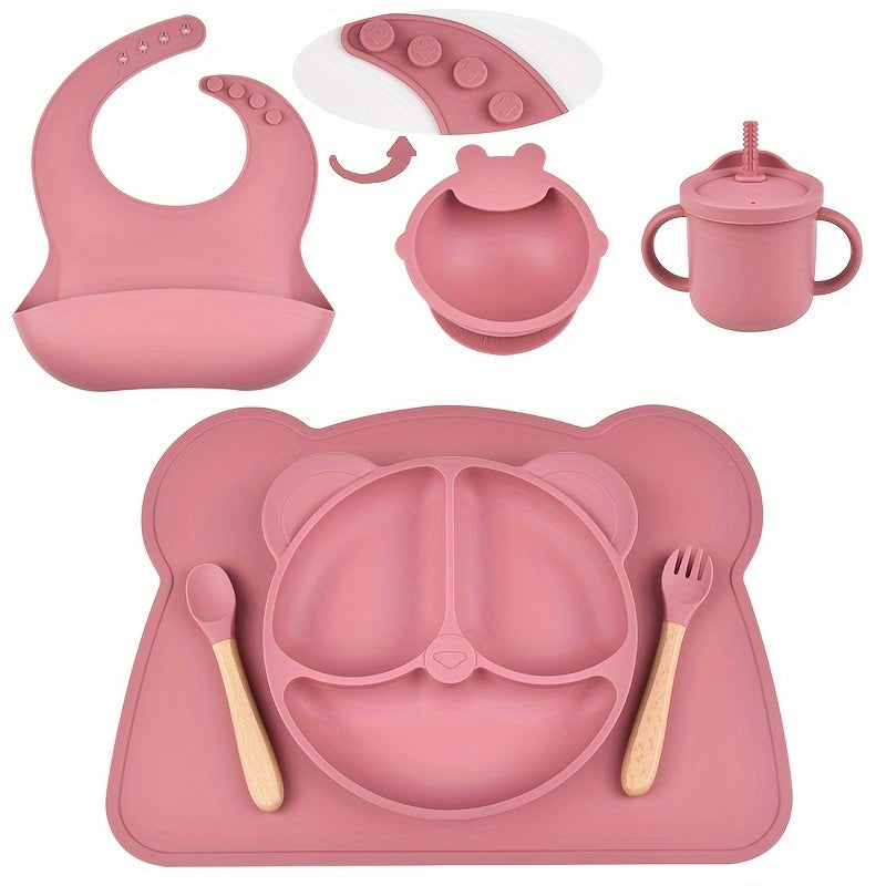 Couverts pour bébé en silicone, couleurs assorties, design cartoon — Monptitlou