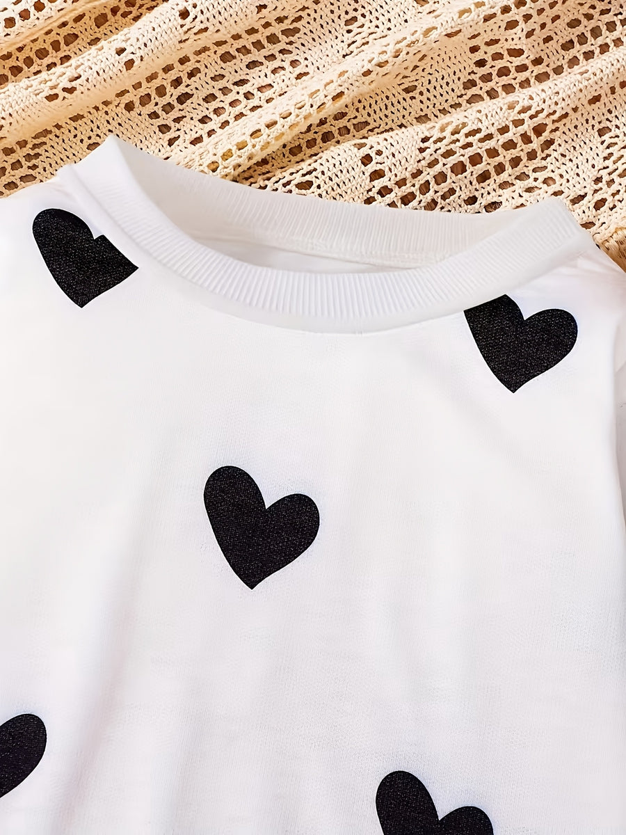 Ensemble deux pièces mignon à motifs cœurs — Monptitlou